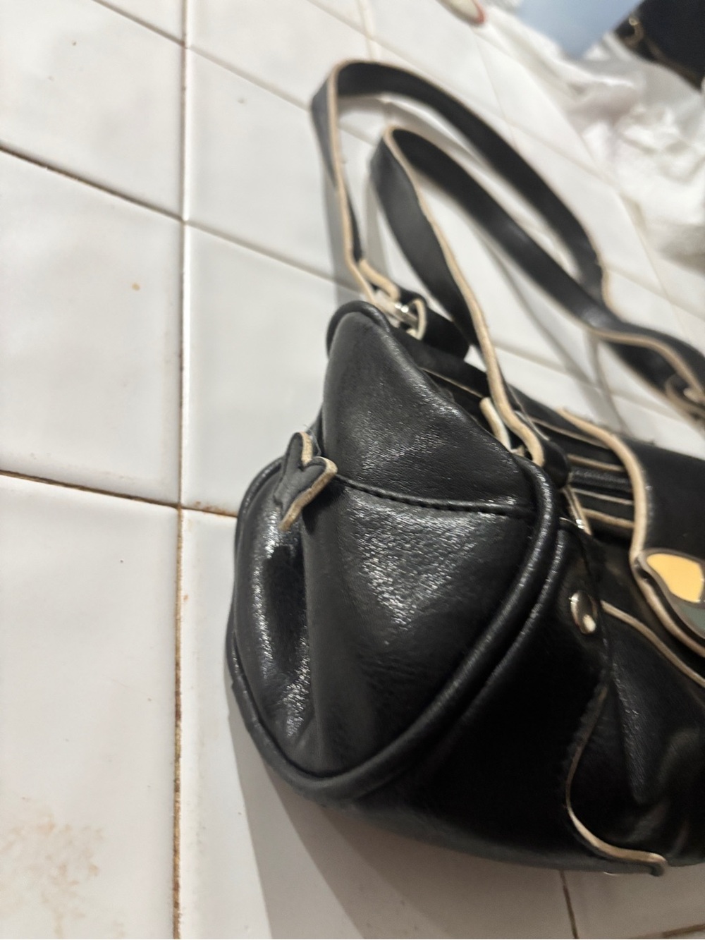 XOXO Black Shoulder Bag with Yellow & Green Butterfly Emblem - Picture 3 of 5